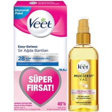 Veet Mucizevi Yağ - Çok Amaçlı Nemlendirici 100 ml + Veet Sir Ağda Bandı Süper Fırsat Bacak & Vücut Bölgesi - Hassas Ciltler 40'lı