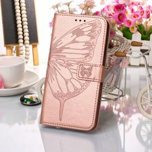 Eabhulie Y51 2020 / Y31 2021 / Y51A / Y53S 4g) Için Kelebek Pu Deri Çevirmeli Cüzdan Stand Telefon Kılıfı - Rose Gold (Yurt Dışından)