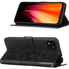 Eabhulie Redmi 9c / Poco C3 Için Kelebek Pu Deri Çevirmeli Cüzdan Stand Telefon Kılıfı - Siyah (Yurt Dışından)