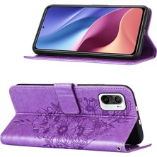 Eabhulie 11I / Poco F3 / Redmi K40 / K40 Pro Için Kelebek Pu Deri Çevirmeli Cüzdan Stand Telefon Kılıfı - Açık Mor (Yurt Dışından)