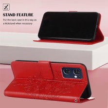 Eabhulie Reno7 5g/ Find X5 Lite Için Kelebek Pu Deri Çevirmeli Cüzdan Stand Telefon Kılıfı - Kırmızı (Yurt Dışından)