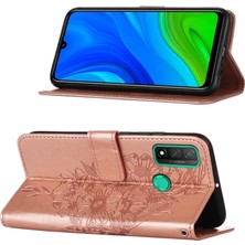 Eabhulie Huawei P Smart 2020 Için Kelebek Pu Deri Çevirmeli Cüzdan Stand Telefon Kılıfı - Rose Gold (Yurt Dışından)