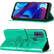 Eabhulie Moto G Pure Için Kelebek Pu Deri Çevirmeli Cüzdan Stand Telefon Kılıfı - Yeşil (Yurt Dışından)