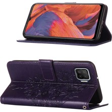 Eabhulie A73 2020 4g / F17 Için Kelebek Pu Deri Çevirmeli Cüzdan Stand Telefon Kılıfı - Mor (Yurt Dışından)