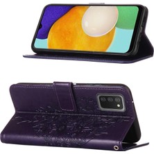 Eabhulie Galaxy A03S Için Kelebek Pu Deri Çevirmeli Cüzdan Stand Telefon Kılıfı - Mor (Yurt Dışından)