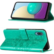 Eabhulie Galaxy A02 / M02 Için Kelebek Pu Deri Çevirmeli Cüzdan Stand Telefon Kılıfı - Yeşil (Yurt Dışından)