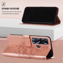 Eabhulie Pova Neo / Le6 Için Kelebek Pu Deri Çevirmeli Cüzdan Stand Telefon Kılıfı - Rose Gold (Yurt Dışından)