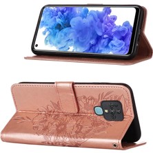 Eabhulie Camon 16 Için Kelebek Pu Deri Çevirmeli Cüzdan Stand Telefon Kılıfı - Rose Gold (Yurt Dışından)