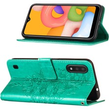 Eabhulie Galaxy A01 Için Kelebek Pu Deri Çevirmeli Cüzdan Stand Telefon Kılıfı - Yeşil (Yurt Dışından)