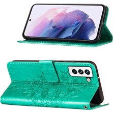 Eabhulie Galaxy S22 Için Kelebek Pu Deri Çevirmeli Cüzdan Stand Telefon Kılıfı - Yeşil (Yurt Dışından)