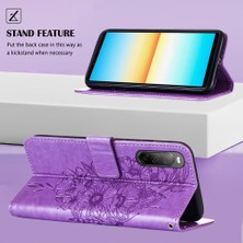 Eabhulie Xperia 10IV Için Kelebek Pu Deri Çevirmeli Cüzdan Stand Telefon Kılıfı - Açık Mor (Yurt Dışından)