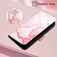 Eabhulie Camon 17 Pro Için Mermer Desenli Pu Deri Cüzdan Telefon Kılıfı - Rose Gold (Yurt Dışından)