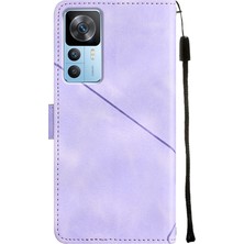 Eabhulie 12T / 12T Pro / Redmi K50 Ultra Için Deri Cüzdan Flip Stand Telefon Kılıfı - Mor (Yurt Dışından)