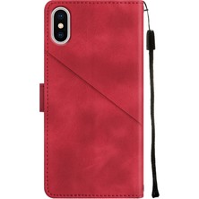 Eabhulie iPhone x / iPhone Xs Için Deri Cüzdan Flip Stand Telefon Kılıfı - Kırmızı (Yurt Dışından)