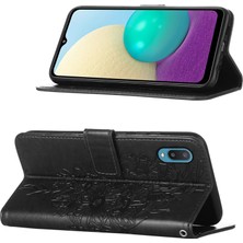 Eabhulie Galaxy A02 / M02 Için Kelebek Pu Deri Çevirmeli Cüzdan Stand Telefon Kılıfı - Siyah (Yurt Dışından)