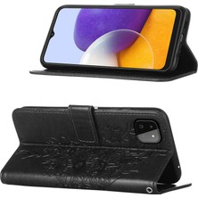 Eabhulie Galaxy A22 5g Için Kelebek Pu Deri Çevirmeli Cüzdan Stand Telefon Kılıfı - Siyah (Yurt Dışından)