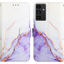 Eabhulie Galaxy A13 5g Için Mermer Desenli Pu Deri Cüzdan Telefon Kılıfı - Beyaz / Mor (Yurt Dışından)