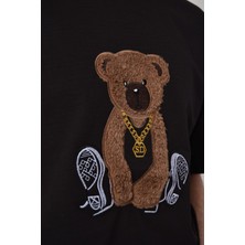 Don Q Shot Erkek Ayı Nakışlı Oversize Kısa Kollu T-Shirt