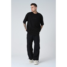 Don Q Shot Erkek Yazı Kabartma Baskılı Kısa Kollu Oversize Basic T-Shirt