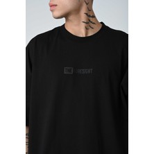 Don Q Shot Erkek Yazı Kabartma Baskılı Kısa Kollu Oversize Basic T-Shirt