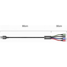 Baseus Super Şarj Çoklu Şarj Kablosu 4in1 120CM Type-C Micro 2x Iphone Şarj Kablosu Akım Korumalı