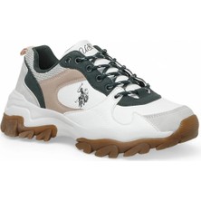 U.S. Polo Assn. Beyaz Kadın Sneaker Spor Ayakkabı Düz Taban Tekstil Malzeme ile Rahat Kullanım