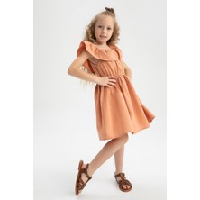 DeFacto Kız Çocuk Esnek Carmen Yaka Kısa Kolsuz Poplin Elbise W7763A622SM