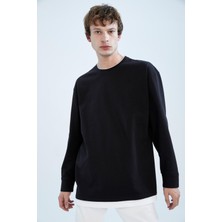 DeFacto Oversize Fit Bisiklet Yaka Uzun Kollu İçi Yumuşak Tüylü Sweatshirt W4690AZ22AU