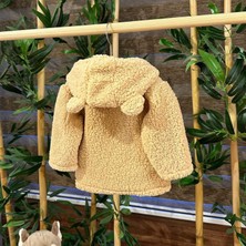 Peluş Polar Bebek Kapşonlu Fermuarlı Hırka Wellsoft Kahverengi