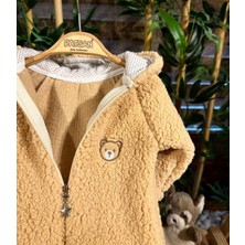 Renkli Puset Peluş Polar Bebek Tulum Wellsoft Ayı Kahverengi
