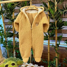 Renkli Puset Peluş Polar Bebek Tulum Wellsoft Ayı Kahverengi