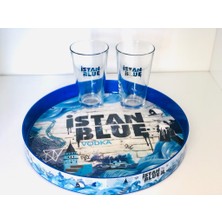 Poyraz Sanat İstanblue Vodka Bardağı 2 Adet + İstanblue Votka Tepsi