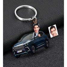 Bk Gift Kişiye Özel Erkek Togg Figürlü Plakalı Ahşap Karikatür Anahtarlık, Togg Anahtarlık, Togg, Araç Anahtarlık-2