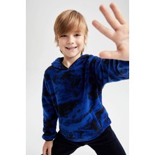 DeFacto Erkek Çocuk Kapüşonlu Desenli Fleto Cepli Polar Sweatshirt Y1662A622WN