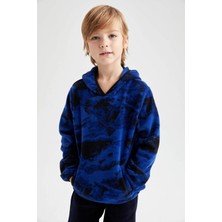 DeFacto Erkek Çocuk Kapüşonlu Desenli Fleto Cepli Polar Sweatshirt Y1662A622WN