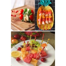 HYD Bambu Yiyecek Kürdanı Meyve Kanepe Çatalı Çubukları Kokteyl Parti Çubuğu 10 Adet