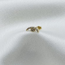 Gold Piedra Ay Modeli 14 Ayar Altın Helix Tragus Kıkırdak Küpe