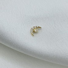 Gold Piedra Ay Modeli 14 Ayar Altın Helix Tragus Kıkırdak Küpe