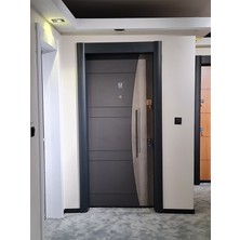 Tezdoor Antrasit Renk Statik Kasalı Desenli Düz Model Daire Kapısı, Çelik Kapı, Villa Kapısı