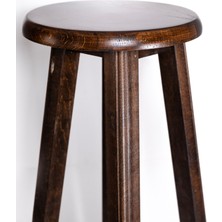 Hedisam Ahşap Yüksek Yuvarlak 1. Ceviz Renk Bar Taburesi 60 cm