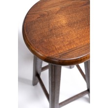 Hedisam Ahşap Yüksek Yuvarlak 1. Ceviz Renk Bar Taburesi 60 cm