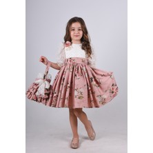 Mialora Exclusive Özel Tasarım Kız Çocuk Elbise, Çanta Aksesuarlı Kız Çocuk Uzun Elbise, Vintage Elbise10