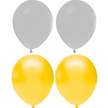 Hknys Sarı  ve Gri Renk Karışık Lateks  Pastel Balon 60 Adet