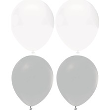 Hknys Gri Beyaz Karışık Lateks  Pastel BALON80 Adet + Balon Zinciri Hediyeli