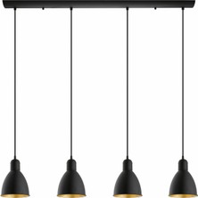 Rsylight Retro Metal Masa Üstü Rustik 4 Lü Siyah Sarkıt Avize Genişlik 100 cm