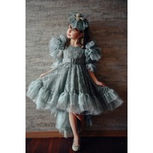 Mialora Exclusive Özel Tasarım Kız Çocuk Vintage Abiye Elbise, Gelinlik, Taç Aksesuarlı Kız Çocuk Elbise10