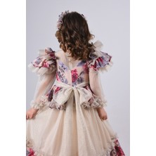 Mialora Exclusive Özel Tasarım Kız Çocuk Abiye Elbise, Saç Aksesuarlı Kız Çocuk Uzun Elbise, Vintage Elbise10