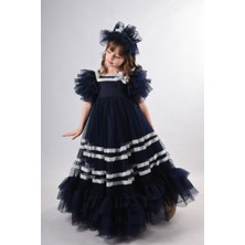 Mialora Exclusive Özel Tasarım Kız Çocuk Taçlı Abiye Elbise, Puantiyeli Kız Çocuk Uzun Elbise, Gelinlik10