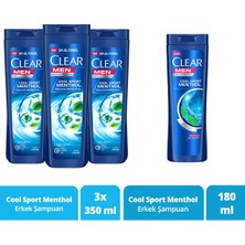 Clear Men Kepeğe Karşı Şampuan Cool Sport Menthol Ferahlatıcı Mentol Etkisi 350 ml x 3 + 180 ml