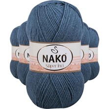 Nako 5 Adet Süper Inci El Örgü Ipi 100 gr Fırtına Mavi 185